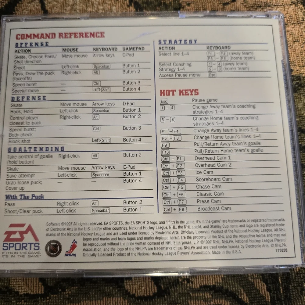 NHL 98 EA Sports Video Game like new